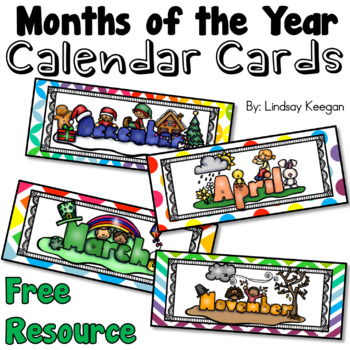 Preview of Months of the Year Calendar Cards FREE
