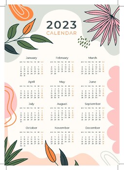 Preview of calender letter size 2023 - printable download