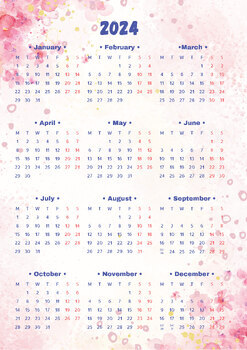 Calendar-2024 - Digital & Printable Calendar, With Cherry Blossom