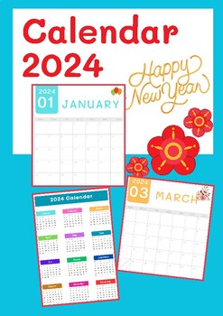 Preview of Calendar 2024 , Happy new year, free download