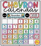 Calendar Display in a Rainbow Chevron Classroom Decor Theme