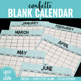 Blank Calendar // Confetti {FREEBIE}