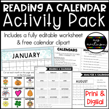 Preview of Reading a Calendar Activity Pack | Print and Digital | Google Slides ™