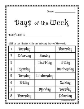 Calendar Activities by Patricia Watson | Teachers Pay Teachers