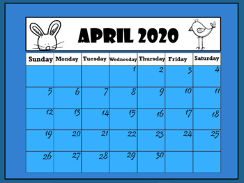 Preview of Calendar April 2019 (Interactive) Distance Learning