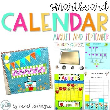 Preview of Calendar  August September SMARTBoard Calendar Morning Meeting