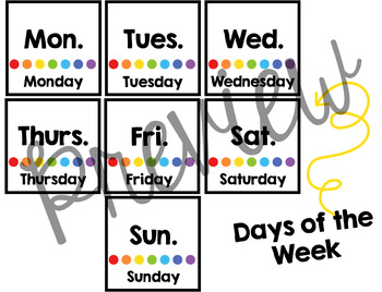 Calendar Cards- Days of the Week by Miss B's Firsties | TpT