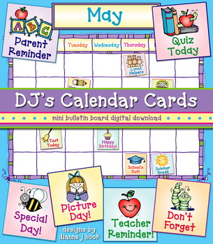 Preview of Calendar Cards - Digital Event Stickers and Planner Clip Art Download