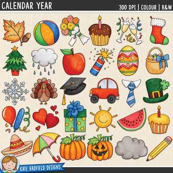 Preview of Calendar Icons Clip Art (Kate Hadfield Designs)