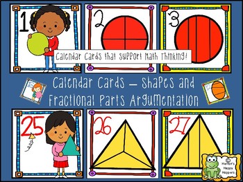 Preview of Calendar Date Cards - Shapes and Fractional Parts Argumentation