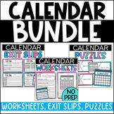 Calendar: Month, Year, Day of the Week BUNDLE: Worksheets,