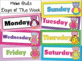 Calendar Days Of The Week Owl Polka Dot Hobo Stitched Colo