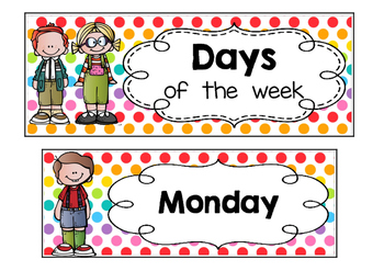 Calendar Days of the week Polka dots multi by Fabienne #39 s Classroom
