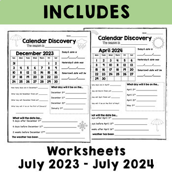 Calendar Worksheets by Alison Hislop | Teachers Pay Teachers