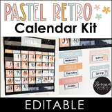 Calendar Display - Pastel Retro Calendar Kit - Editable