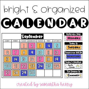 Calendar | Editable | Bright & Organized by Samantha Snow | TPT