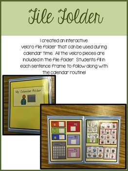Calendar File Folder Interactive Activities for Students with Autism
