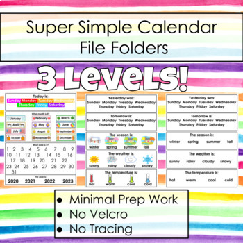 Calendar File Folders for Special Education by Chelsea in SPED TPT