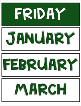 Preview of Calendar Flip Chart (Emerald / Polk-a-dot)