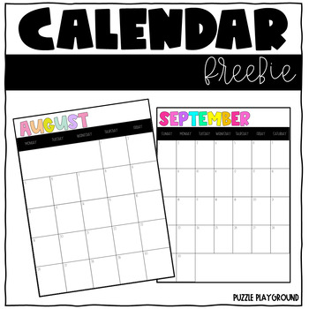 Preview of Calendar Freebie