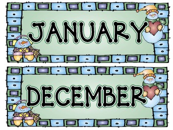 Calendar Headers for: December and January by Horner #39 s Dugout TpT