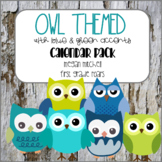 Owl Theme Classroom Calendar Helper with Blue and Green Accents