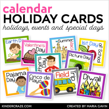 Preview of Calendar Holiday Cards Special Days| EDITABLE Cards for Pocket Chart Calendar