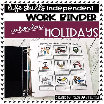 Preview of Calendar Independent Work Binder: Holidays