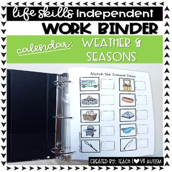 Preview of Calendar Independent Work Binder: Weather and Seasons