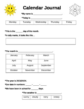 Calendar Journal by Kristen Watters | Teachers Pay Teachers