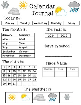 Calendar Journal for Special Education Classrooms TpT