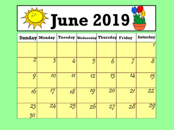 Preview of Calendar June 2019 (Interactive)