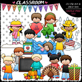 Calendar Kids Clip Art 2 - Monthly Kids Clip Art & B&W Set