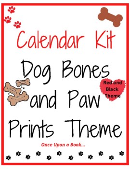 Preview of Calendar Kit - Dog Bones and Paw Prints Theme (Freebie)