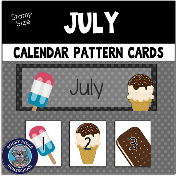 Calendar Kit: July for Stamp Size traditional or linear calendar grid