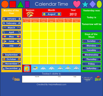 Calendar Learning Center Smartboard by Steps2Read TPT