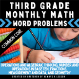 3rd Grade Standards Based Monthly Math Word Problem Activity