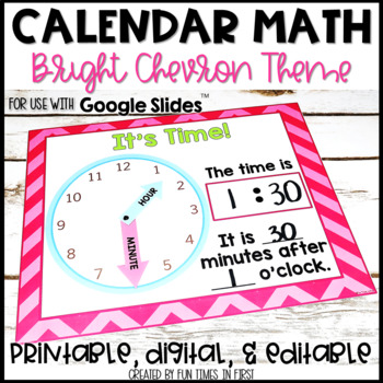 Preview of Calendar Math | Bright Chevron | Printable and Digital for Google Slides