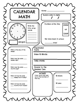 Calendar Math- Calendar Math Lower Grades | TpT