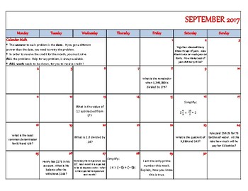 Preview of Calendar Math - September 2017 (sample)