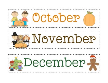 Calendar Month Cards by Valerie Gilmore | TPT