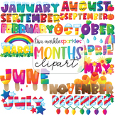 Calendar Month Clipart Watercolor - School Teacher Clipart