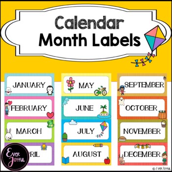 Calendar Month Labels by Ever Joyful | Teachers Pay Teachers