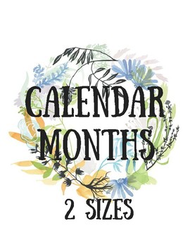 Preview of Calendar Months (2 sizes) Floral Print