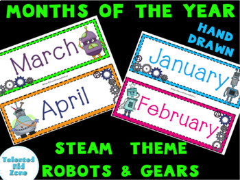 Preview of Calendar Months Robot Theme