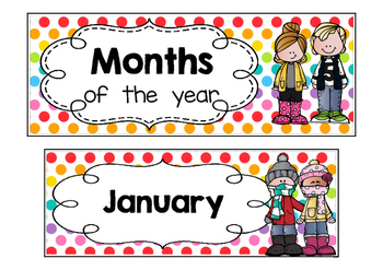 Preview of Calendar - Months of the year - Polka dots multi