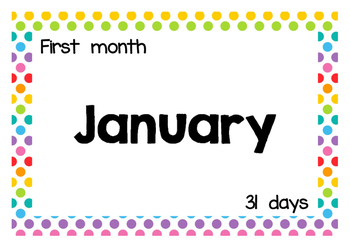 Preview of Calendar - Months of the year - Text - Wall charts - Polka dots multi