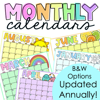 Preview of Calendar | Newsletter | Class or Personal Planner | B&W and Colored | Editable