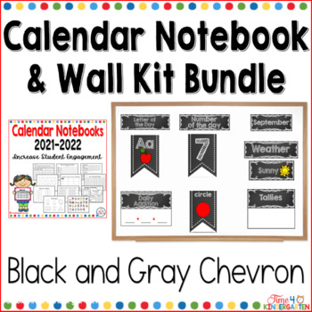 Preview of Calendar Notebook and Wall Kit Bundle Black and White Chevron