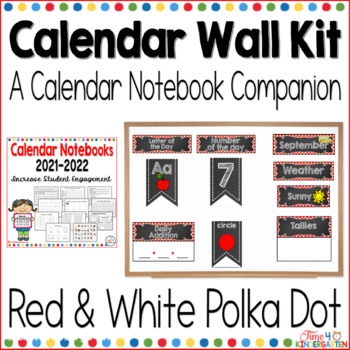 Preview of Calendar Notebook and Wall Kit Bundle Red Polka Dots